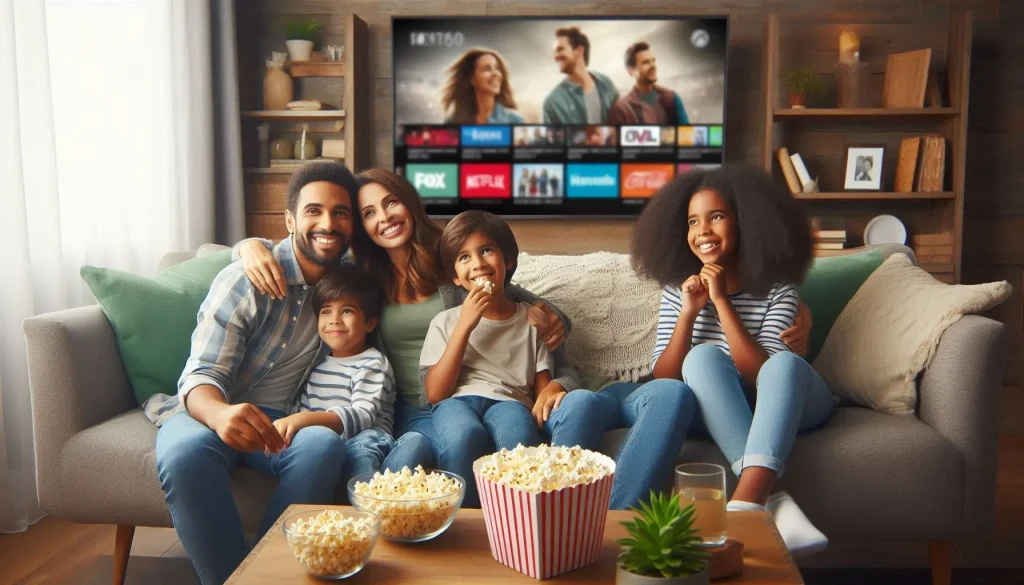 Step-by-step IPTV setup diagram on Samsung Smart TV showing 20,000+ channel interface